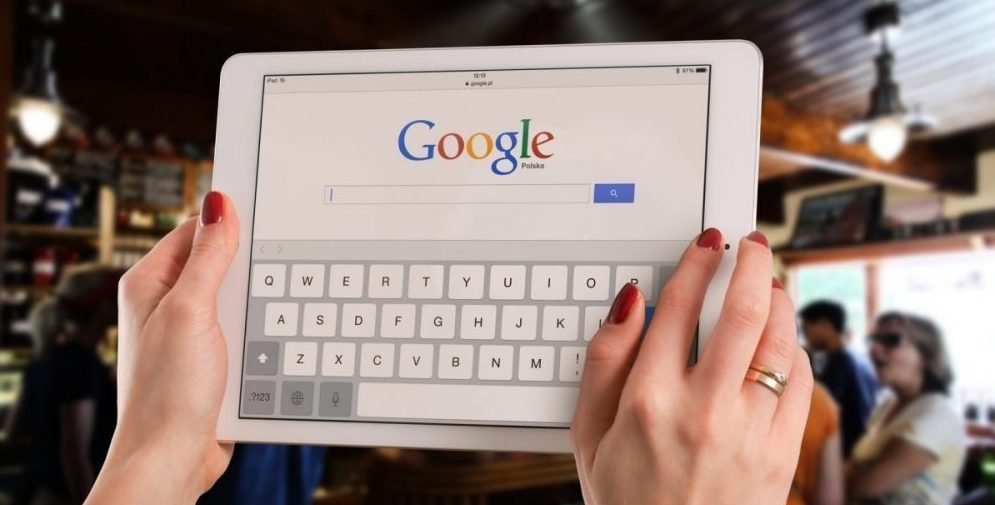 google search on a tablet