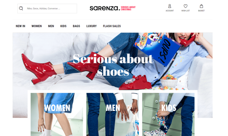 Sarenza analysis of an online store that is running E-Commerce