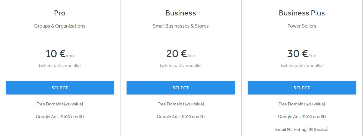 Weebly pricing 2