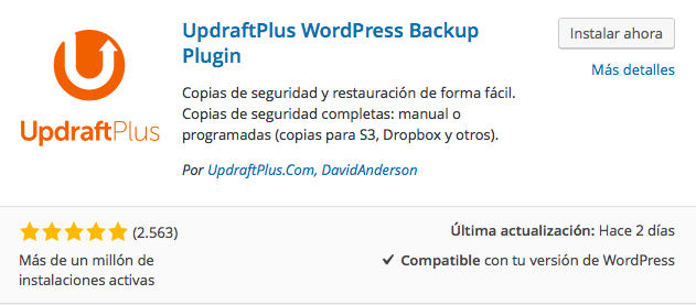 plugin updraft backup 1