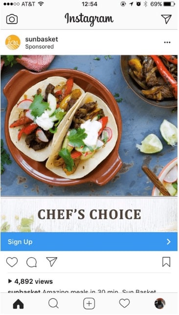 showing an Instagram ad as native advertising example