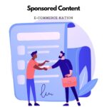 a man is signing a contract to do a Sponsored content showed an illustration