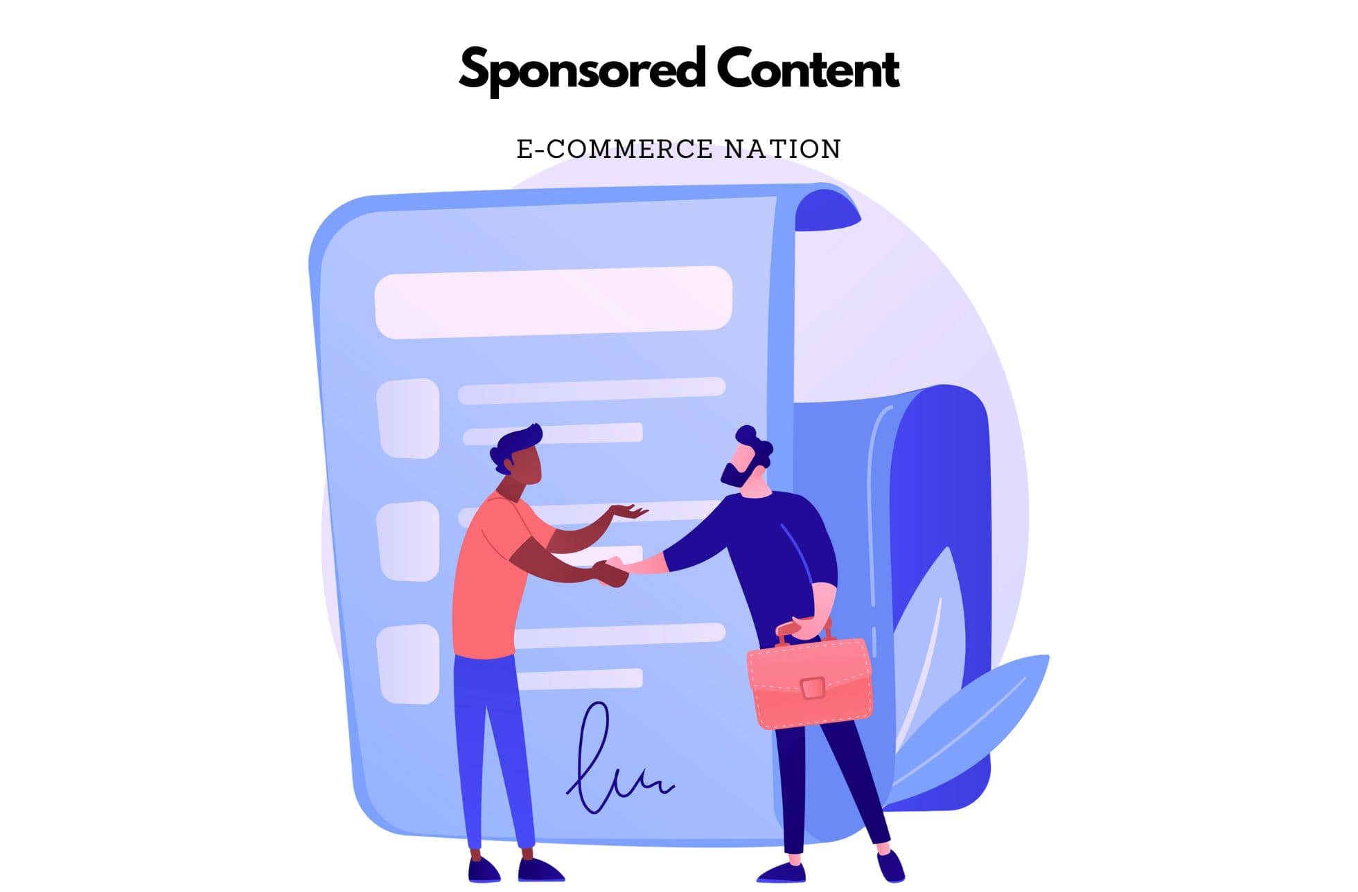 a man is signing a contract to do a Sponsored content showed an illustration