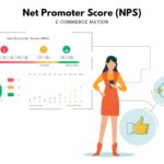 showing a woman working with the Net promoter score NPS in an illustration